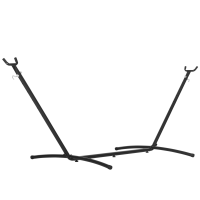 Outsunny 9.5'L Adjustable Hammock Stand Only, Heavy Duty Universal Garden Outdoor Camping Picnic Sun Bed Swing Metal Frame w/ Six Holes to Adjust, Black