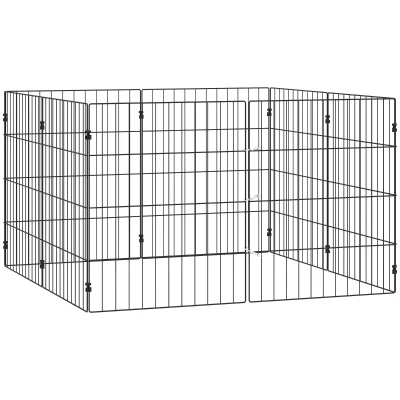 PawHut Foldable Metal Exercise Dog Playpen, Expandable Pet Fence Indoor Outdoor Use for Small Dogs, 20" x 24", 8 Panels, Black