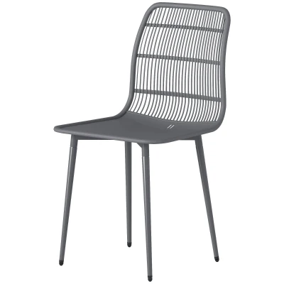Outsunny Outdoor Dining Chairs Set of 4, Patio Chairs with Slotted Backrest, Grey