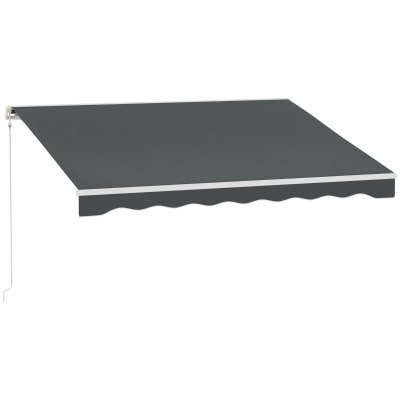 Outsunny 10' x 8' Electric Awning, Retractable Awning Sun Shade Shelter with Remote Controller, Manual Crank Handle and Aluminum Frame, for Deck, Balcony, Yard, Grey