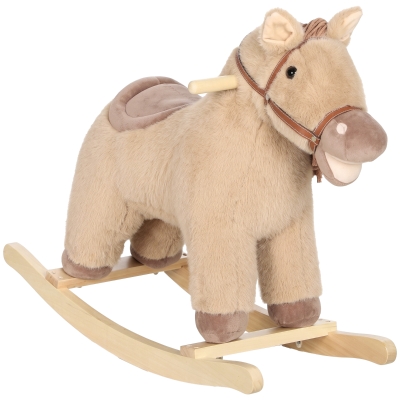 Qaba Kids Rocking Horse with Realistic Sounds & Anti-Tip Limiters