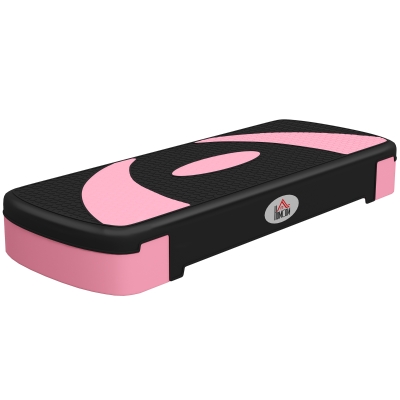 Soozier Adjustable Aerobic Stepper, 31.5" Wide Exercise Step Platform, Step Exercise Trainer, Workout Fitness Yoga Risers, 4"-6"-8", Pink