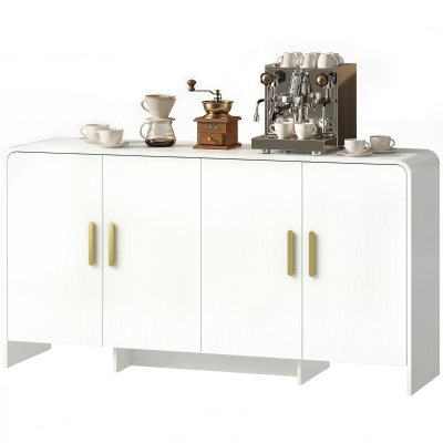 HOMCOM 60" Sideboard Buffet Cabinet with Soft Close Doors, TV Stand for TVs up to 72 Inch, White Wood Grain