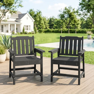 Outsunny 2-Piece Heavy-Duty Patio Dining Chairs, Gray