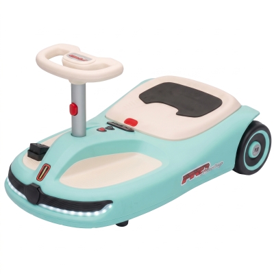 Qaba 12V Electric Wiggle Car, 2-Speed, Music, Lights, Light Blue