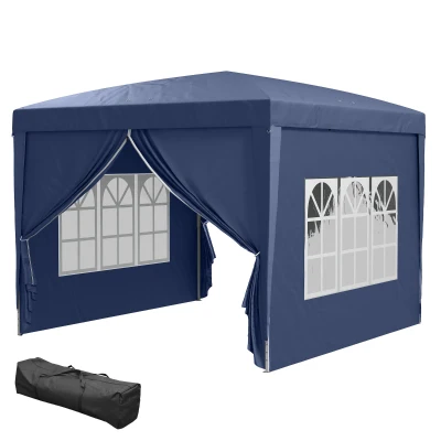 Outsunny 10'x10' Outdoor Pop Up Party Tent Wedding Gazebo Canopy with Carrying Bag (Blue)