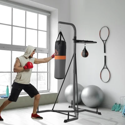 HOMCOM Adjustable Punching Bag Stand with Speedball, 65.7"-73.6"