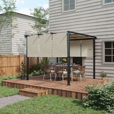Outsunny 10' x 10' Metal Pergola, Outdoor Pergola with Retractable Canopy, for Garden, Patio, Backyard, Deck
