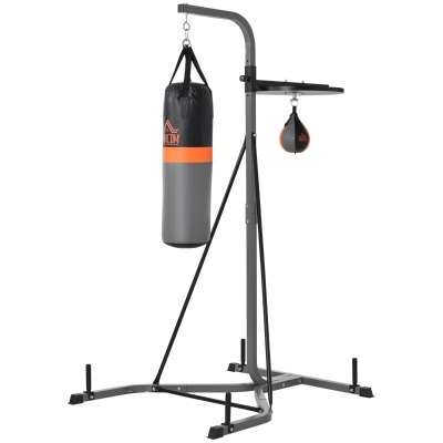 HOMCOM Adjustable Punching Bag Stand with Speedball, 65.7"-73.6"