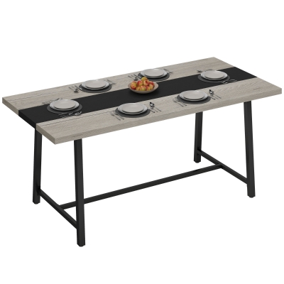 HOMCOM Industrial Dining Table for 8, 70.9" with Steel Legs, Gray