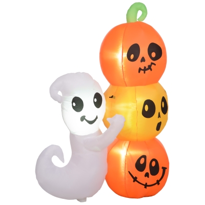 HOMCOM 5ft Inflatable Halloween Ghost & Pumpkin, LED Display