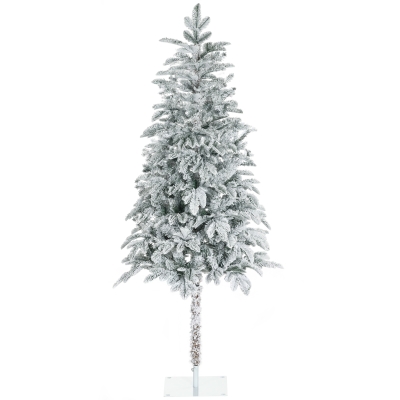 HOMCOM 6' Flocked Christmas Tree, Snow Frosted, Auto Open