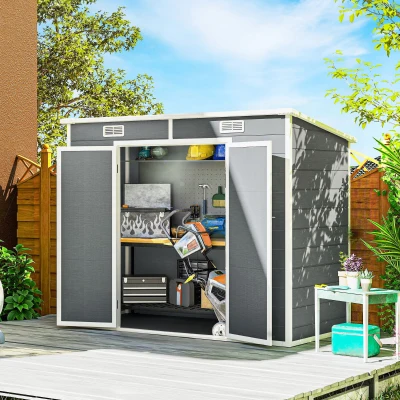 Garden Storage Shed 93.7" W x 49.2" D x 65" /72" H Gray