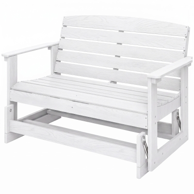 Outsunny Patio Glider Bench, HDPE Double Rocking Chair, White