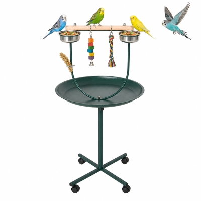PawHut 48" Rolling T-Stand Bird Playground with Perch