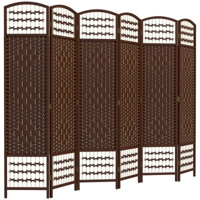 HOMCOM 6-Panel Folding Privacy Screen Room Divider, Brown