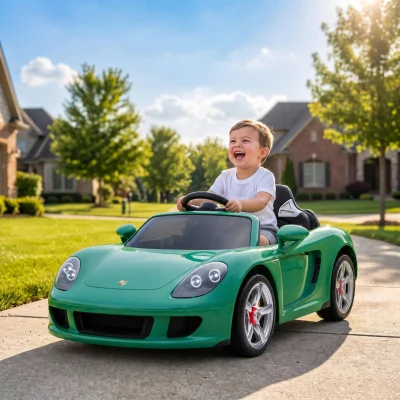 Qaba Porsche Carrera GT Kids Ride On Car 12V Remote, Green