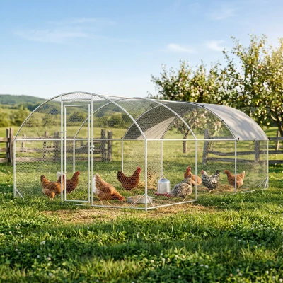 PawHut Large Dome Chicken Coop, 9.2' x 18.7' Outdoor Run