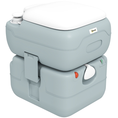 Outsunny Porta Potty, 5.8 Gallon Portable Toilet with Level Indicator and Anti-Leak Pump for Camping, Boating, Hiking, Travel, RV