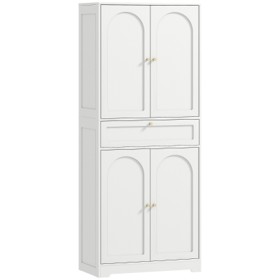 HOMCOM 72.4" Tall Kitchen Pantry Cabinet, Modern Freestanding Storage Cabinet with Shaker Doors and Adjustable Shelves, White