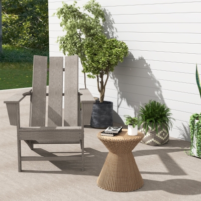 Outsunny HDPE Plastic Adirondack Chair, Muskoka Chair with High Back and Wide Armrests for Fire Pit, Patio, Porch, Dark Grey
