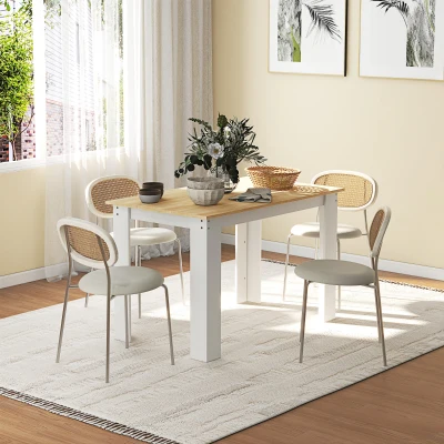 HOMCOM 47" Modern Dining Table, Rectangular, Oak & White, 4-6 Seat