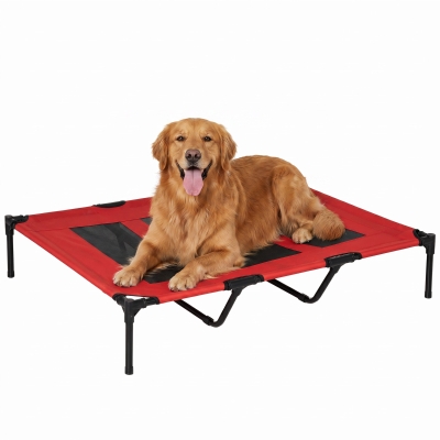 PawHut 48" Elevated Dog Bed, Portable Metal Frame, Red