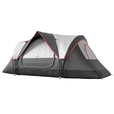 Outsunny Camping Tent for 6 Man with 2000mm Waterproof Rainfly and Carry Bag for Fishing Hiking Festival, Dark Grey