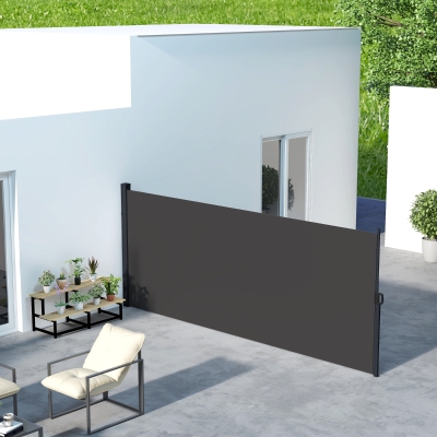 Outsunny 13' x 6' Retractable Side Awning, Outdoor Privacy Screen for Garden, Hot Tub, Balcony, Terrace, Pool, Black