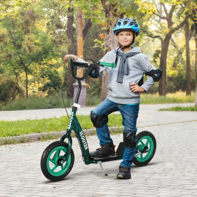 Qaba Kids Scooter, Adjustable Handlebar, 12" Wheels, Green