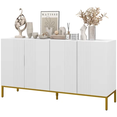 HOMCOM Sideboard Storage Cabinet with Adjustable Shelves, Soft-Close Doors, Kitchen Buffet Cabinet for Dining Room, White