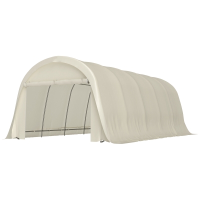 Outsunny 12' x 23.6' Heavy-Duty Carport Tent with Large Door, Beige