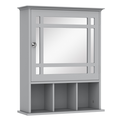 kleankin Bathroom Cabinet Wall Mount with Mirror Door 3 Shelf Organizer for Bathroom, Kitchen, Bedroom, Grey