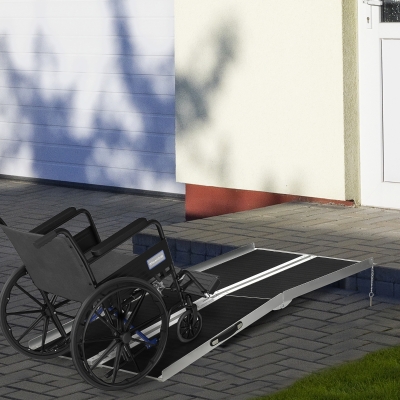 HOMCOM 6ft Wheelchair Ramp Scooter Mobility Non-Skid Layering Portable Foldable Aluminium