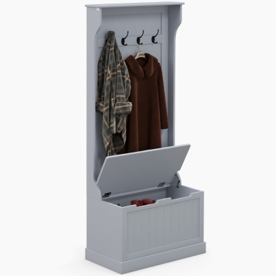 HOMCOM Hall Tree with Coat Rack, Storage Bench, and Hooks, Gray