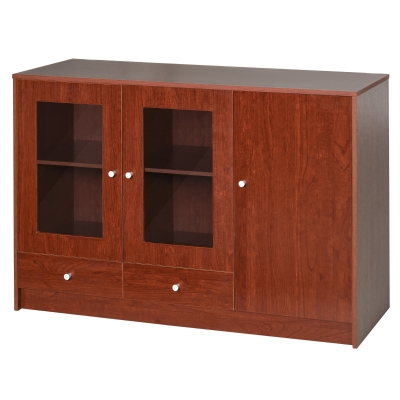 HOMCOM Kitchen Buffet Cabinet, Brown with Acrylic Doors
