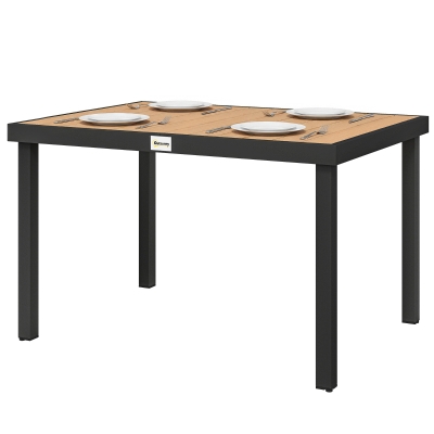 Outsunny Aluminum Outdoor Dining Table for 6, Patio Rectangular Table, 47.2" x 35.4" x 29.1", Natural