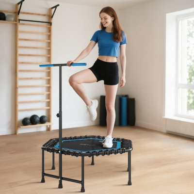 Soozier 45" Rebounder Trampoline for Adult, Quiet Bungee Rebounder with Adjustable Handle, Blue