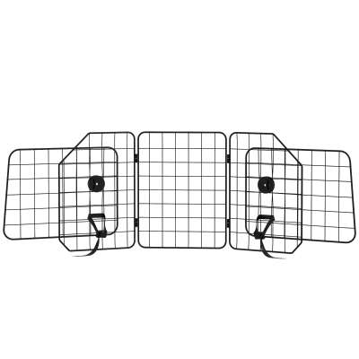 PawHut Dog Car Barrier for SUV, Adjustable Car Divider for Trunk Cargo Area, Heavy-Duty Steel Wire Mesh Barrier, Black