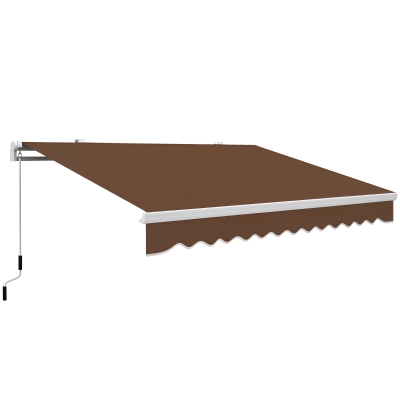 Outsunny 13' x 8' Retractable Patio Awning, Coffee Brown