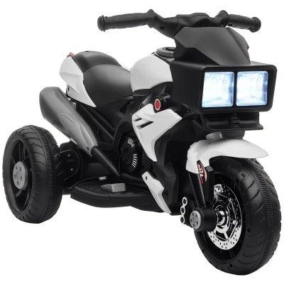 Aosom Kids Electric Pedal Motorcycle Ride-On Toy 6V Battery Powered w/ Music Horn Headlights Motorbike for 37–60 M White