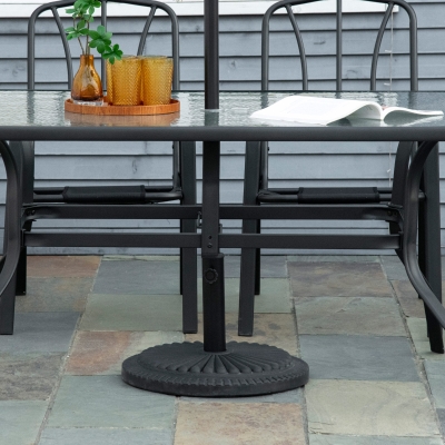 Outsunny Patio Umbrella Base Stand, Round Cement Parasol Holder for Outdoor, Patio, Garden, Beach, Fits Φ1.4", Φ1.5" and Φ 2" Pole, Black