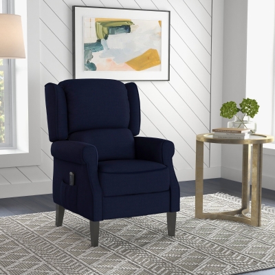 HOMCOM Push Back Recliner Chair, Vibration Massage Recliner for Living Room with Extendable Footrest, Remote, Pocket, Blue