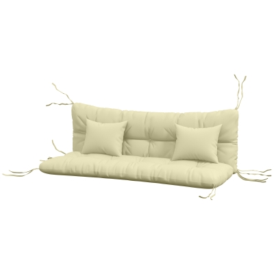 Outsunny 4-Piece Back and Seat Cushion Pillows Replacement and Pillows, Patio Chair Cushions Set with Ties, Cream White