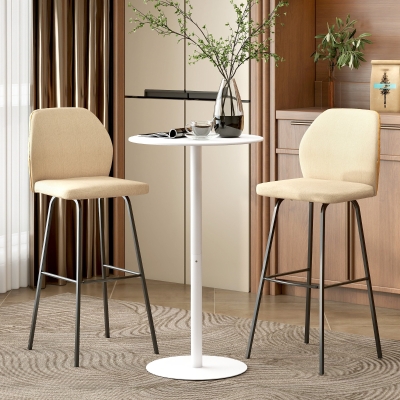 HOMCOM Round Bar Table for 2, Modern Pub Table with Steel Frame, Easy Assembly for Small Space Home Bar Cocktail Bistro, White