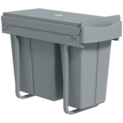 HOMCOM Pull Out Garbage Bin for Kitchen, 7.9 Gallon (30 L) Under Sink Garbage Can, 2 Removable Compartments, Grey