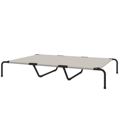 PawHut Elevated Dog Bed, Outdoor Dog Cot, Raised Dog Bed for Large Dogs with Breathable Mesh, Beige