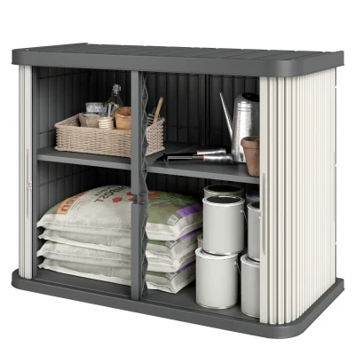 Outsunny 127 Gallon Outdoor Storage Cabinet, UV Resistant Garden Storage Container for Patio, Porch, Poolside, Grey