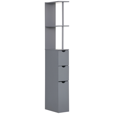 HOMCOM 54" Bathroom Storage Cabinet with Shelves & Drawers, Grey