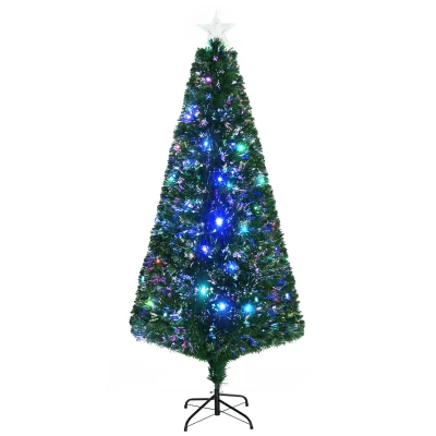 HOMCOM 6FT Pre-lit LED Artificial Christmas Tree Scattered Holiday Décor with Stand, Green